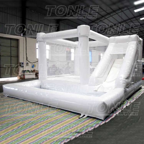 White wedding inflatable bouncer water slide combo for sale