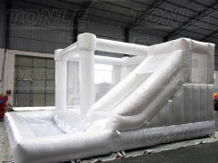 White wedding inflatable bouncer water slide combo for sale