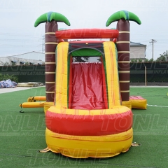 Colorful tropical jungle bounce house water slide combo