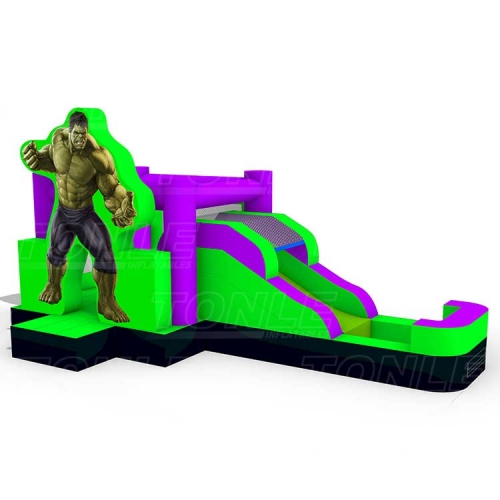 Custom Marvel movie character inflatable moonwalk with water slide for sale