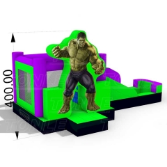 Custom Marvel movie character inflatable moonwalk with water slide for sale