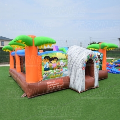 inflatable plam tree little girl bouncy castle playground games park