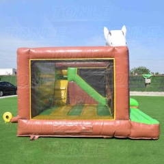 Inflatable pony castle slide combination