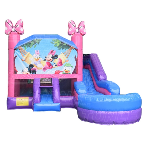 custom kids inflatable pink purple bowknot cartoon mouse bounce house jumper castle moonwalk