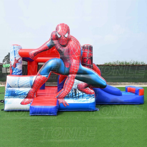 commercial kid combo bouncer with water slide marvel spiderman inflatable castle