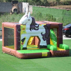 Inflatable pony castle slide combination