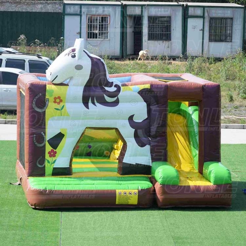 Inflatable pony castle slide combination