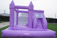 Customized macaron purple wedding slide with pool castle bounce house combo