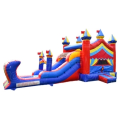 Customized circus theme bouncy castle water slide combo