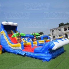 commercial water slide tropical inflatable water slide with detachable pool