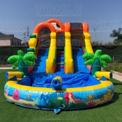 Custom kids beach tropical tree water slide