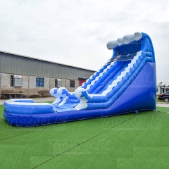 16FT Inflatable wave water slide with pool for kids for sale