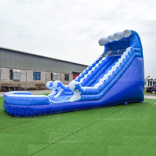 16FT Inflatable wave water slide with pool for kids for sale