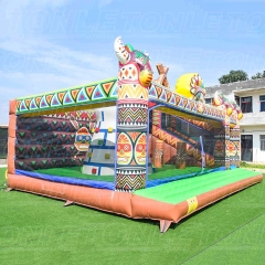 new design theme inflatable playground with rock climbing wall for sale