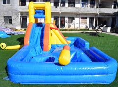 Custom small backyard inflatable water slide with pool and small water gun for sale