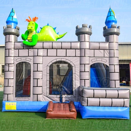 Dragon castle inflatable bouncer, bounce house with slide combo for rental business for sale
