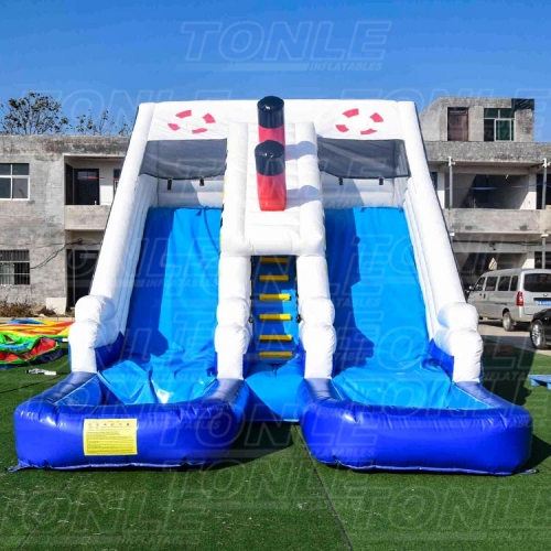 17FT Titanic theme double slide inflatable water slide for sale
