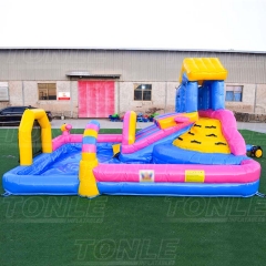 Custom small backyard inflatable water slide with rock climbing, small water gun for kids