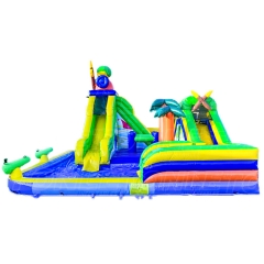 Custom small family backyard inflatable water slide with pool and small water gun for sale