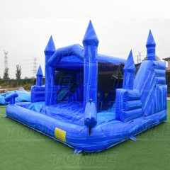 custom commercial dual lane water slide inflatable bouncer combo with pool for sale