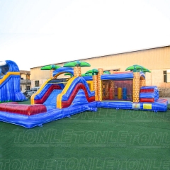 Factory customized cheap inflatable obstacles with bounce house and slide for sale