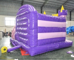 outdoor factory kids cheap inflatable pink princess bounce house with dry slide