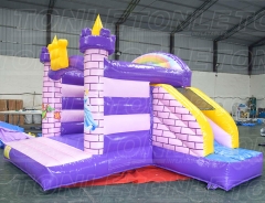 outdoor factory kids cheap inflatable pink princess bounce house with dry slide