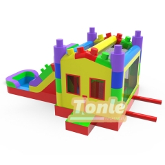 new design inflatable building block bounce house jumping castle with slide combo for rent