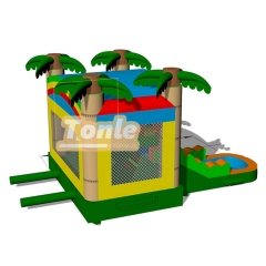 Palm Tree Inflatable Tropical bounce house Water slide Combo for Sale