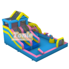 Factory custom kids slide with swimming pool. With rock climbing, small water gun for kids