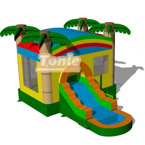 Palm Tree Inflatable Tropical bounce house Water slide Combo for Sale