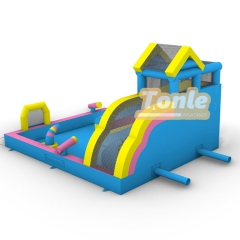 Factory custom kids slide with swimming pool. With rock climbing, small water gun for kids