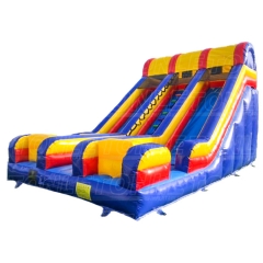18FT red, yellow and blue inflatable double slide dry slide