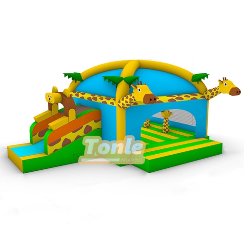 Customized Children's Giraffe Animal Theme Inflatable Slide Castle