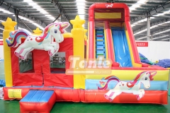 red unicorn bouncy castle inflatable bouncer slide combo for sale