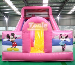 Mickey Mouse Themed Pink Inflatable Dry Slide For Sale