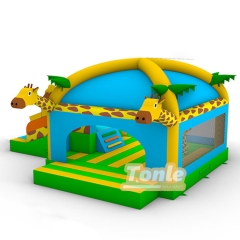 Customized Children's Giraffe Animal Theme Inflatable Slide Castle