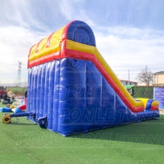 18FT red, yellow and blue inflatable double slide dry slide