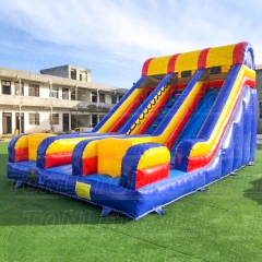 18FT red, yellow and blue inflatable double slide dry slide