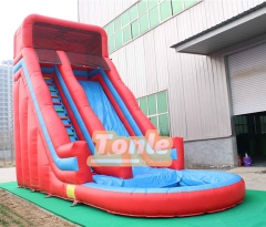 28ft classic red inflatable water slide with pool for sale