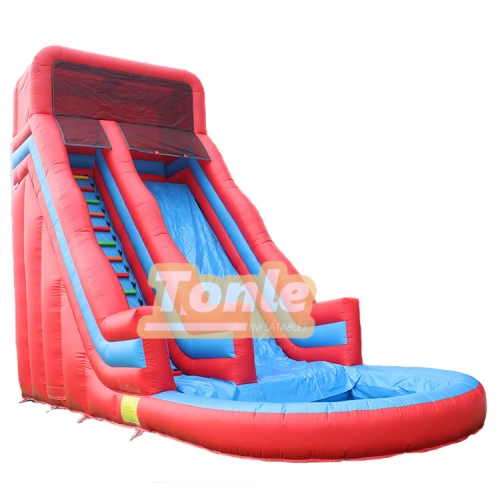 28ft classic red inflatable water slide with pool for sale