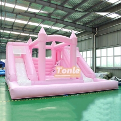 pink bounce house water slide combo inflatable wedding bouncer slide with pool for sale