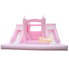 pink bounce house water slide combo inflatable wedding bouncer slide with pool for sale