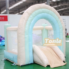 rainbow bounce house inflatable castle with slide for sale