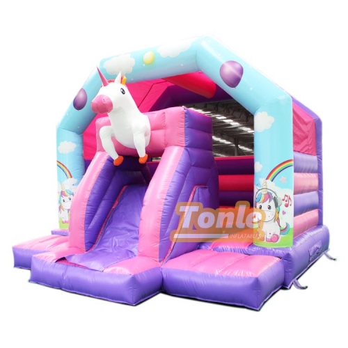 Unicorn themed bouncy castle inflatable bounce house