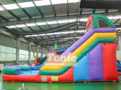 Custom Commercial Classic Rainbow Colors Inflatable Water Slide