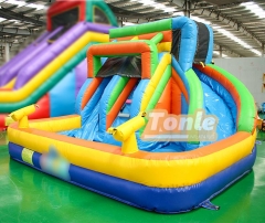 Factory custom inflatable pool water slide with water gun for kids