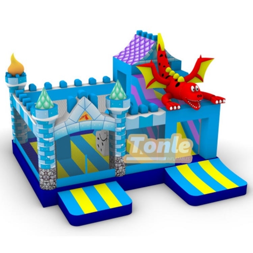 Factory custom dinosaur bouncy castle slide combo