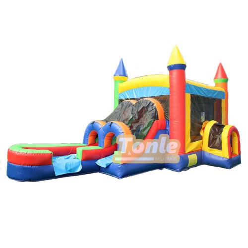 Inflatable single slide water slide bounce house combo