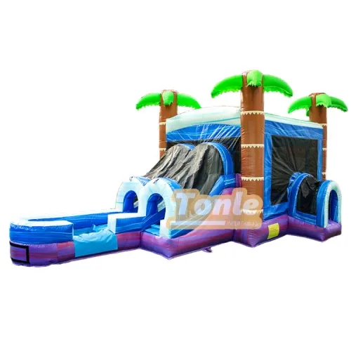 7in1 used inflatable bounce house banner combo water slide for sale